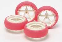 Large Dia. Narrow Fiberglass Wheels & Arched Tires（Fluorescent Pink）
